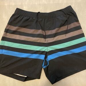 Chubbies large Men's Striped black T Swim Shorts built in biker shorts